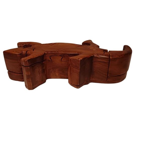 Vintage Wood Lizard Puzzle Box Secret Compartment Gecko 8.5" x 3.5" x 2" - Picture 8 of 10